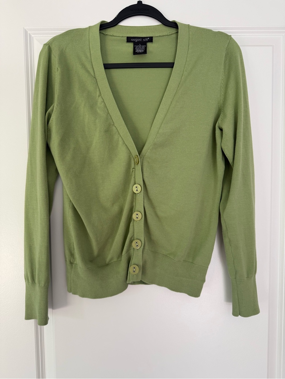 august silk Light Green V-Neck Button Front Cardigan